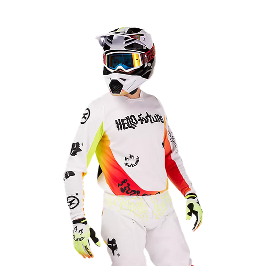 חליפת רכיבה לאופנוע שטח/טרקטורון פוקס 180 לבן FOX 180 Hello Future V25