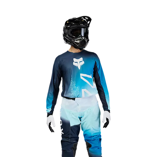 חליפת רכיבה לאופנוע שטח/טרקטורון פוקס 180 לבן/כחול FOX 180 AIR HAZE V25