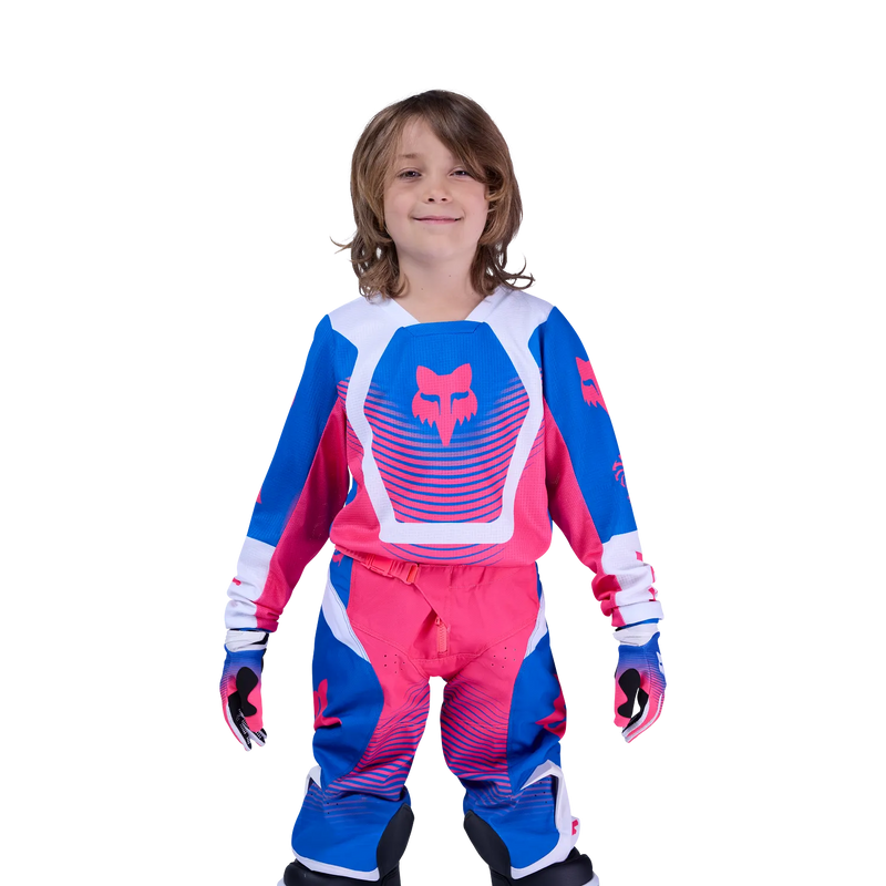 Load image into Gallery viewer, חליפת רכיבה לאופנוע שטח/טרקטורון פוקס 180 ילדים כחול/ורוד FOX YTH 180 Collect V26
