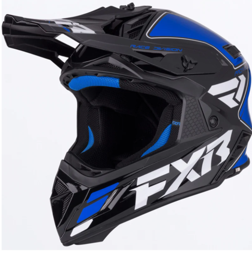 Load image into Gallery viewer, קסדה לאופנוע שטח/טרקטורון אפ איקס אר שחור/כחול FXR Helium Race 2026 22.06
