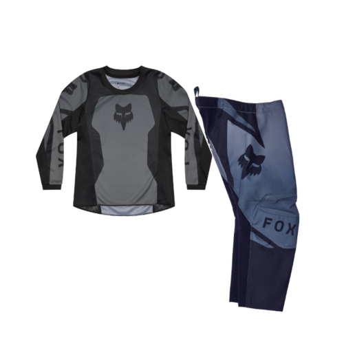 Load image into Gallery viewer, חליפת רכיבה לאופנוע שטח/טרקטורון פוקס 180 ילדים אפור/שחור FOX KIDS 180 Shield V26
