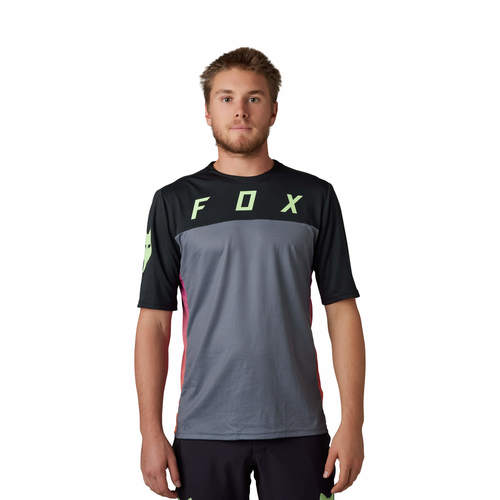 חולצת רכיבה קצרה לאופניים פוקס דיפנד אפור/שחור FOX Defend SS V23