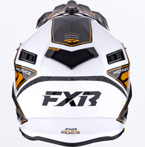 קסדה לאופנוע שטח/טרקטורון אפ איקס אר שחור/זהב/לבן קרבון FXR Helium Carbon 2026 22.06