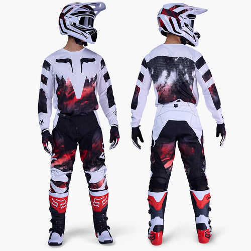 חליפת רכיבה לאופנוע שטח/טרקטורון פוקס 180 לבן/אדום FOX 180 KAIROS V26