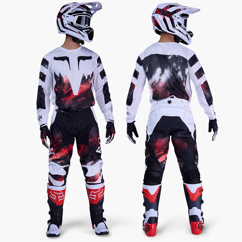 Load image into Gallery viewer, חליפת רכיבה לאופנוע שטח/טרקטורון פוקס 180 לבן/אדום FOX 180 KAIROS V26
