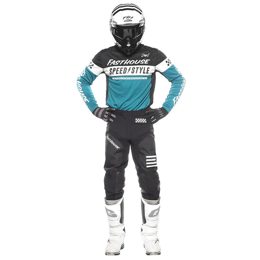 חולצת רכיבה פסטהאוס גריינדוס שחור/כחול Fasthouse Grindhouse Akin V25