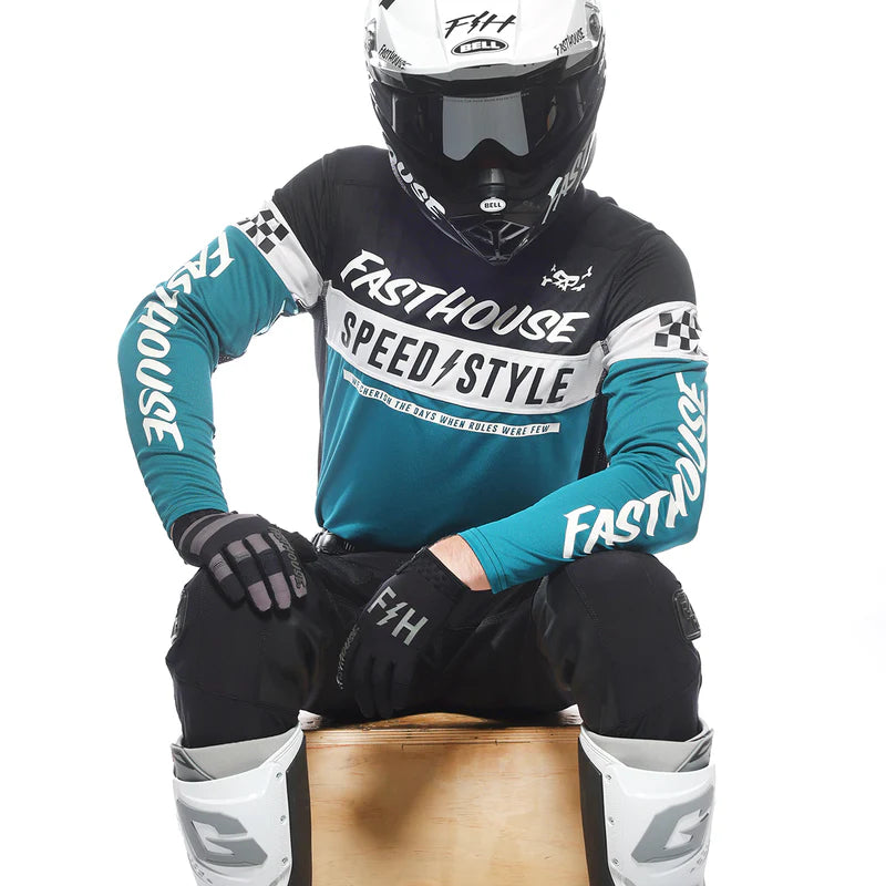 Load image into Gallery viewer, חולצת רכיבה פסטהאוס גריינדוס שחור/כחול Fasthouse Grindhouse Akin V25
