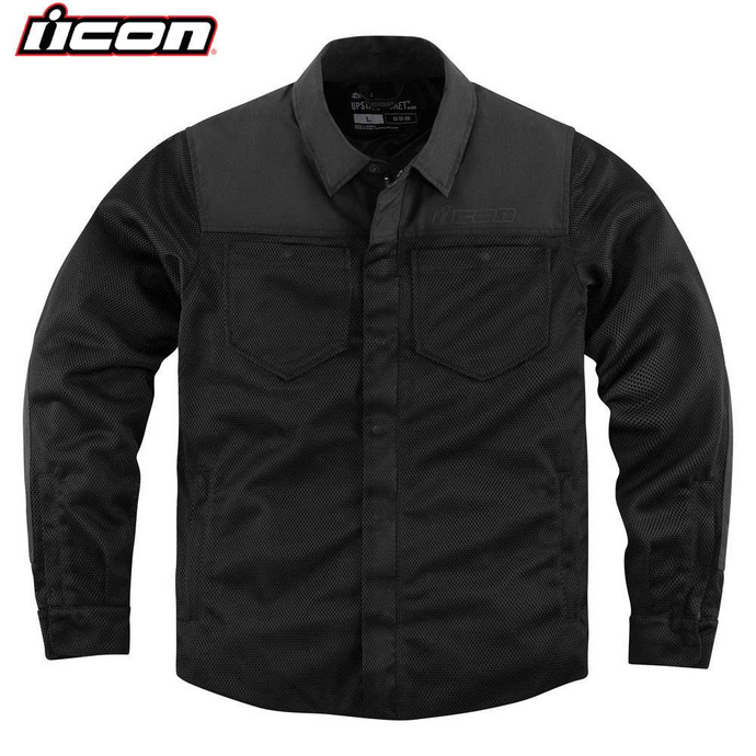 מעיל קיץ ממוגן לאופנוע/קטנוע אייקון שחור  ICON Upstate Jacket D3O