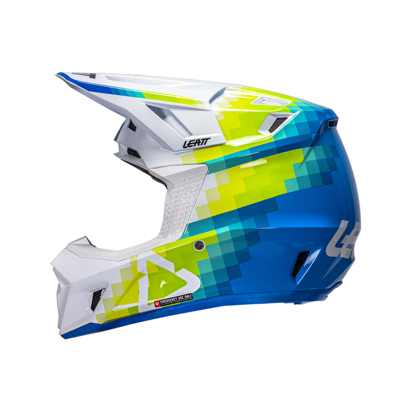 Load image into Gallery viewer, קסדה לאופנוע שטח/טרקטורון כולל משקף ליט כחול/ירוק LEATT 7.5 Pixel Blue V26
