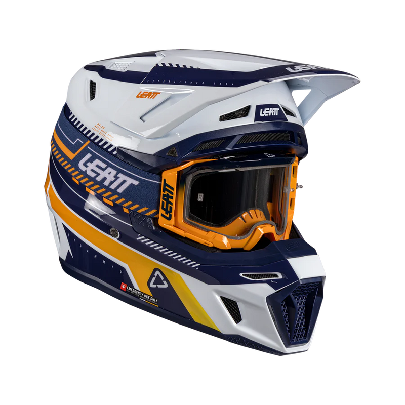 Load image into Gallery viewer, קסדה לאופנוע שטח/טרקטורון כולל משקף ליט כתום/כחול LEATT 8.5 Orange V26
