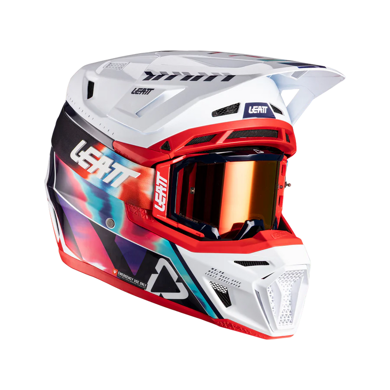 Load image into Gallery viewer, קסדה לאופנוע שטח/טרקטורון כולל משקף ליט אדום/לבן LEATT 8.5 ROYAL V26
