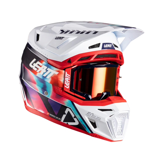 קסדה לאופנוע שטח/טרקטורון כולל משקף ליט אדום/לבן LEATT 8.5 ROYAL V26