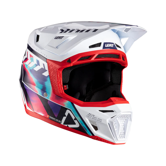 קסדה לאופנוע שטח/טרקטורון כולל משקף ליט אדום/לבן LEATT 8.5 ROYAL V26