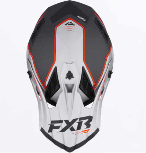 קסדה לאופנוע שטח/טרקטורון אפ איקס אר שחור/כתום/כסוף קרבון FXR Helium Carbon 2026 22.06