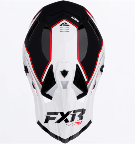 Load image into Gallery viewer, קסדה לאופנוע שטח/טרקטורון אפ איקס אר שחור/לבן/אדום FXR Helium Race 2026 22.06
